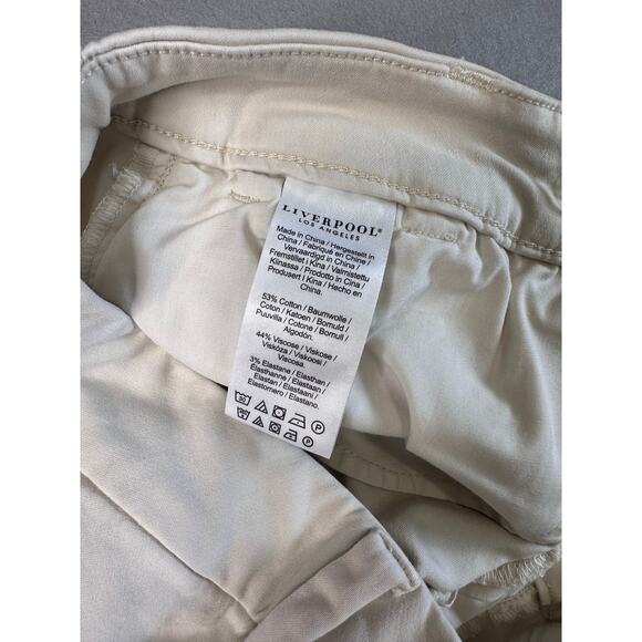 Liverpool Capri/Pant Womens 6/28 Tan Straight Leg Roman Stone Cotton Blend Slit - Picture 5 of 6